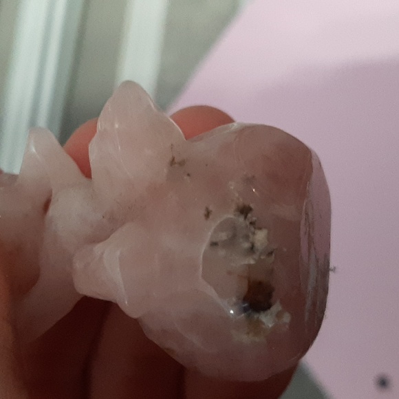 Rose quartz Groot sitting on a rock - Picture 6 of 6